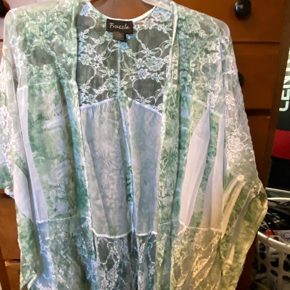 Lace throw over blouse